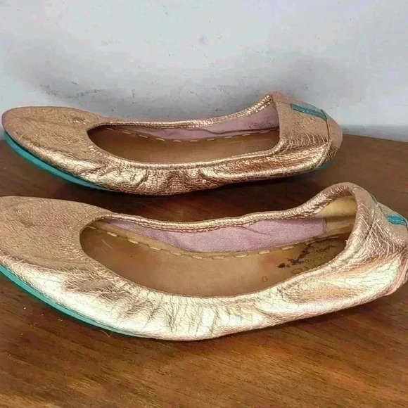 Tieks By Gavrieli Metallic Rose Gold Glam Ballet Flats Womens Size 9 Leather - Picture 3 of 9